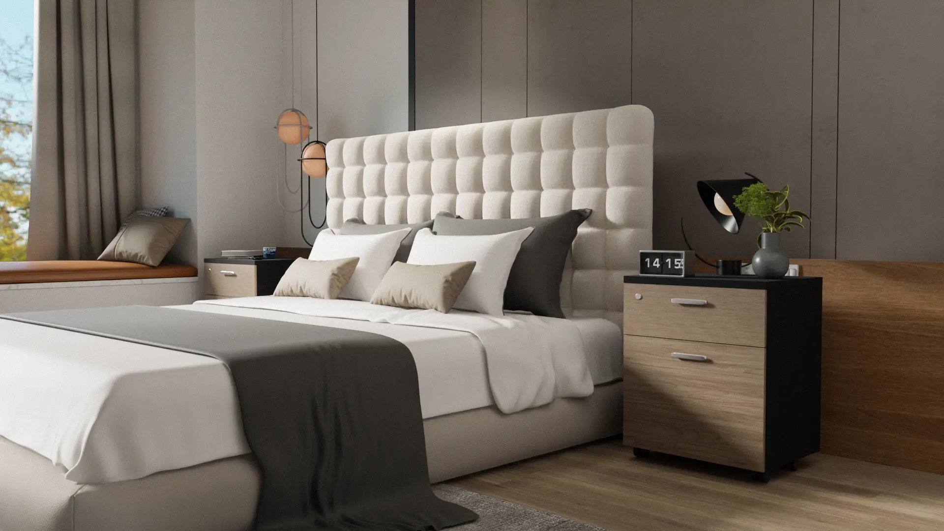 Tab đầu giường nhựa có 2 ngắn kéo tiện nghi