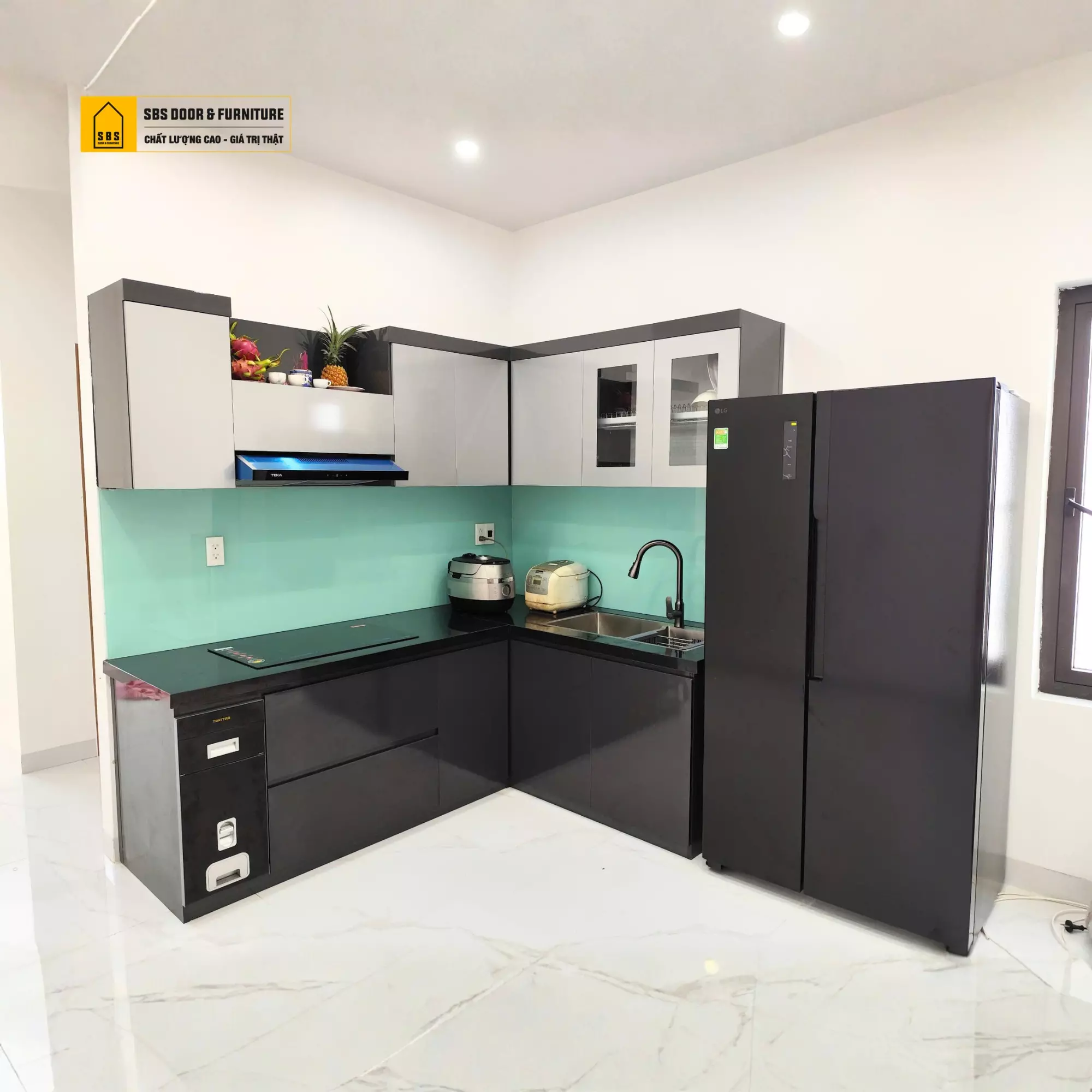 thi công tủ bếp Đà Nẵng của SBS DOOR được sản xuất từ các dòng nhựa cao cấp Chinhuei, Ecoplast
