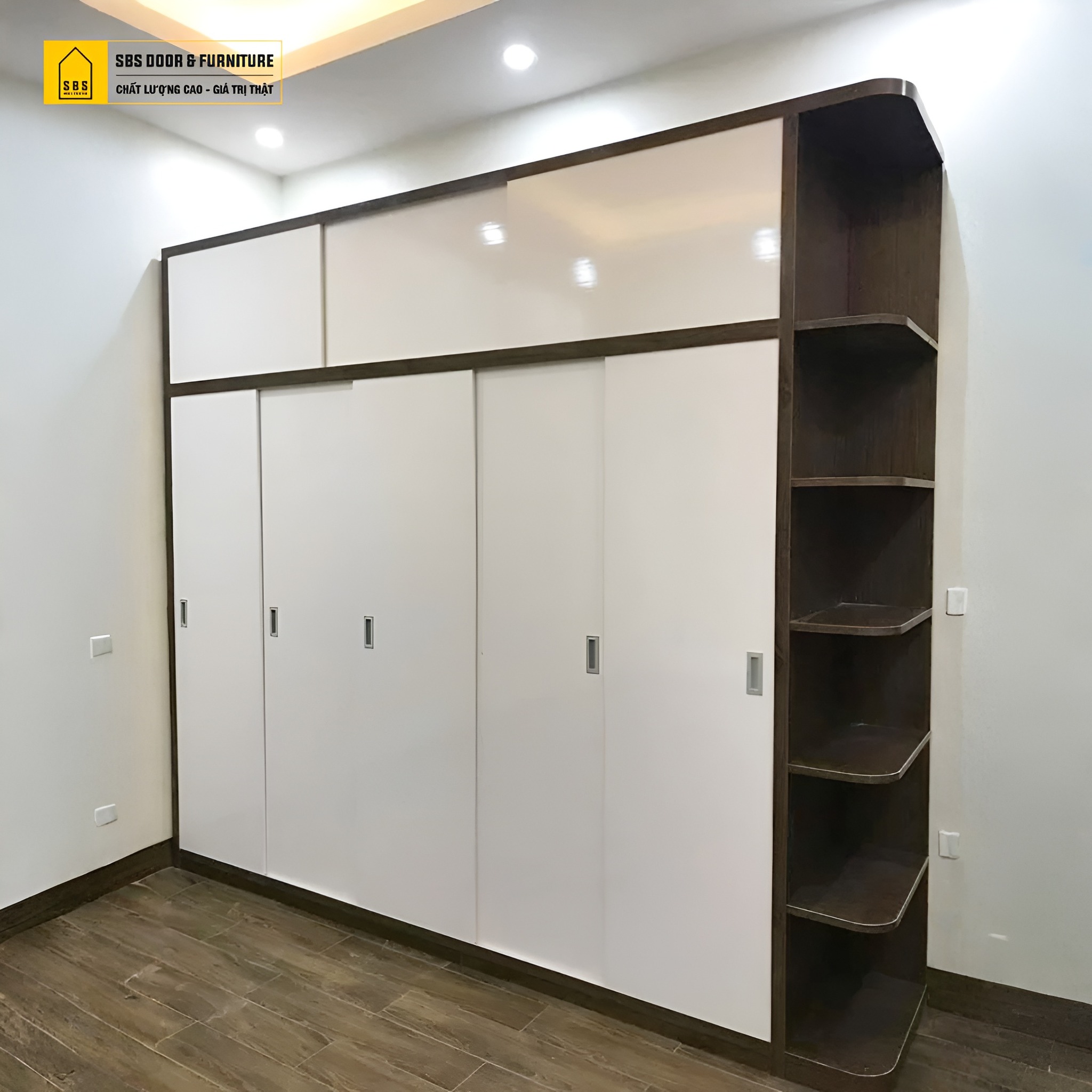 Thiết kế tủ áo quần nhựa 4 cánh lùa hiện đại 