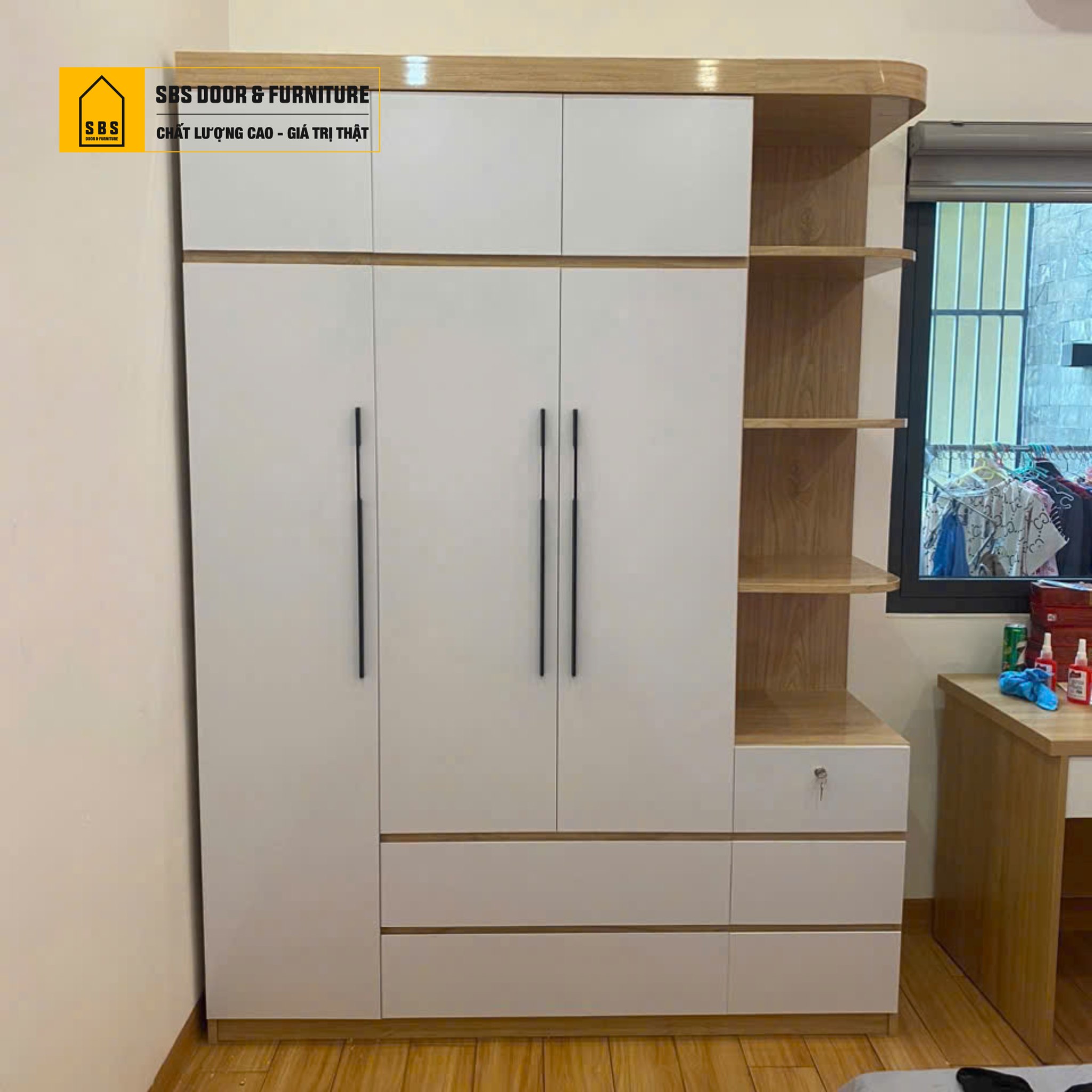 Mẫu tủ áo quần nhựa 3 cánh mở tiện nghi. 