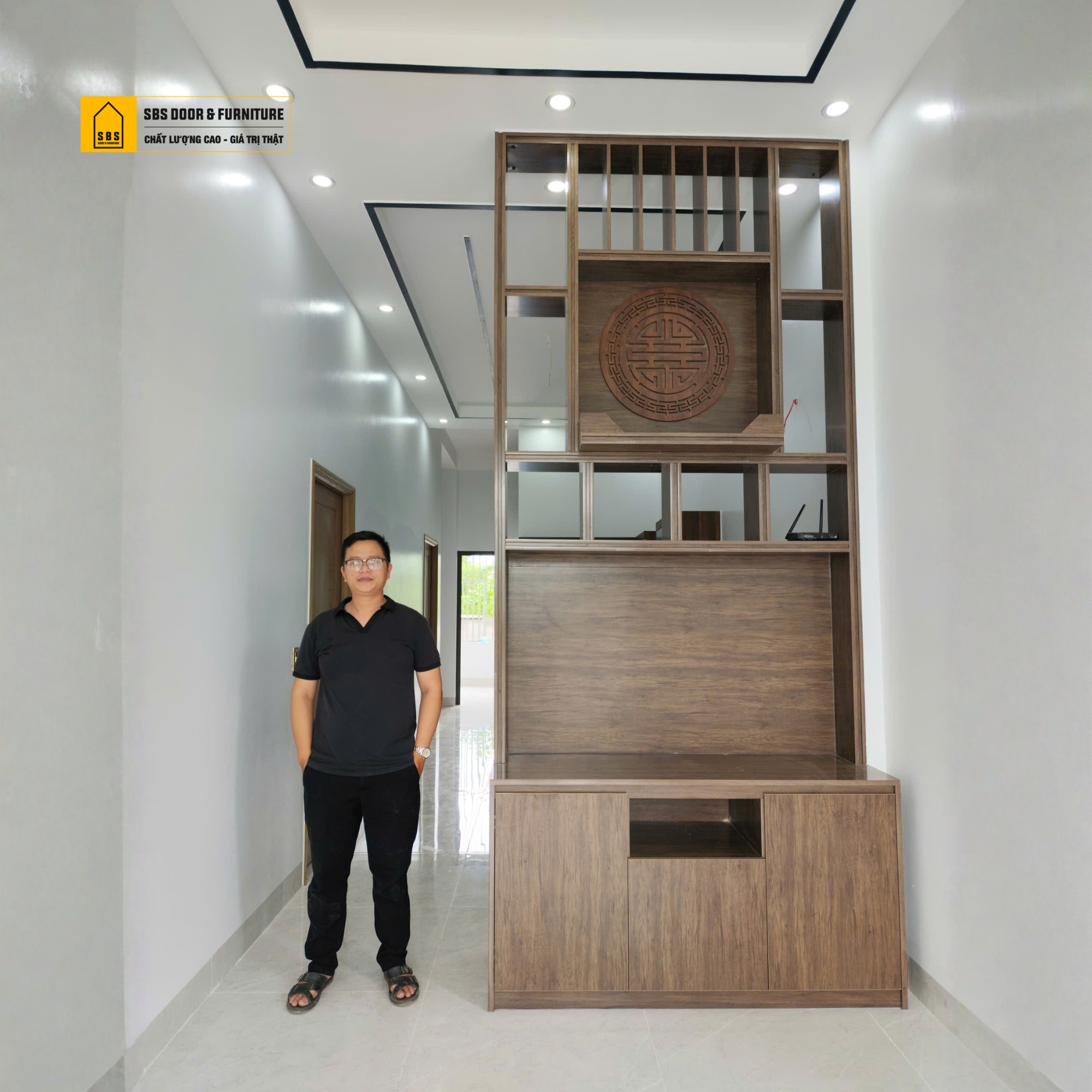 Mẫu vách ngăn phòng khách nhà cấp 4 đơn giản